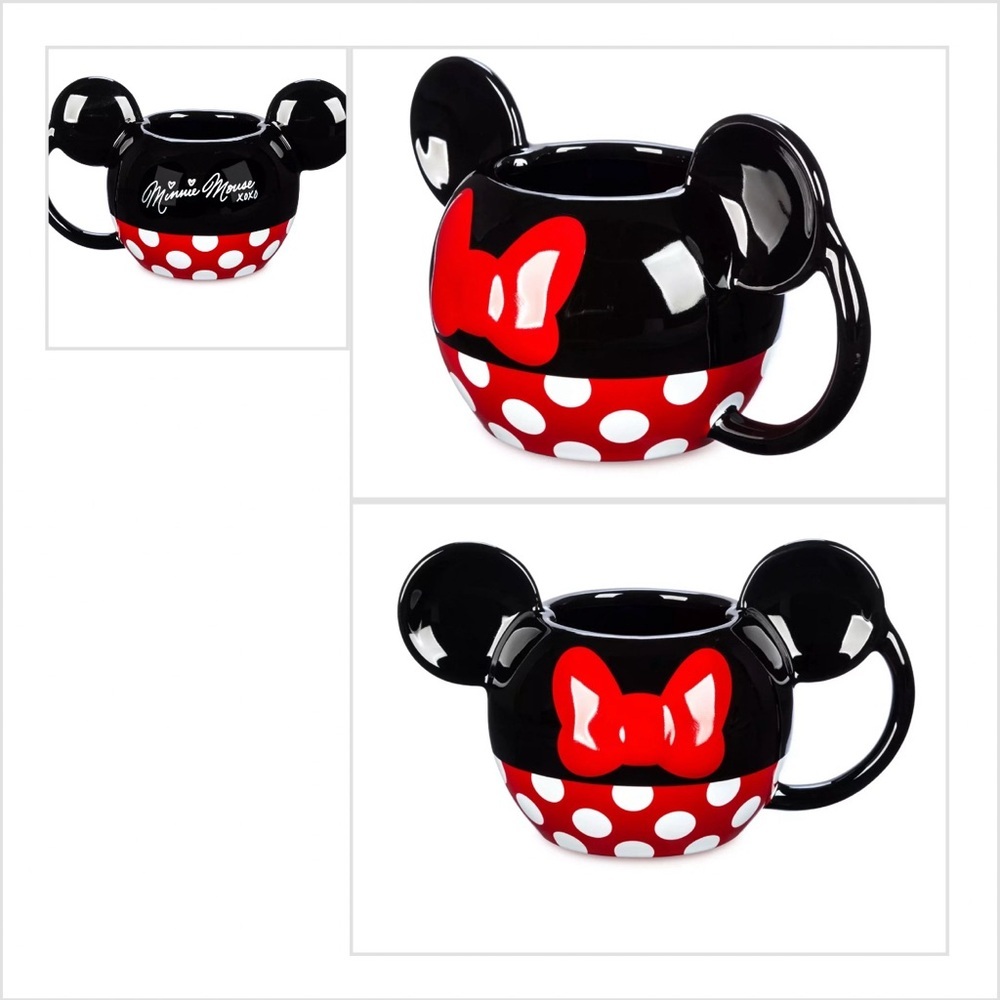 Disney Minnie Mouse XOXO Ceramic 3D Ears Red Polka Dot Mug Cup 20oz - Picture 8 of 11